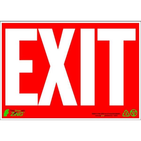 Zing Exit Sign, Plastic, 10" W, 7" H, Exit, Red 1078
