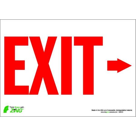 Zing Exit Sign, Polyester, 14" W, 10" H, Exit (Arrow Right), White 2081S