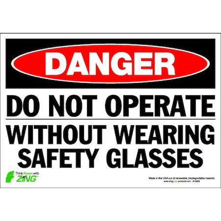 Zing DANGER Sign, Do Not Operate 7X10", ADH 1096S