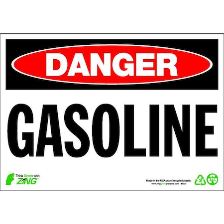 Zing Danger Sign, 7 in H, 10 in W, Plastic, Rectangle, English, 1101 1101
