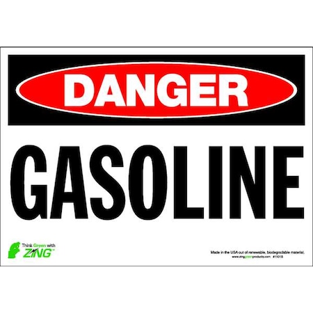 Zing Danger Sign, 7 in H, 10 in W, Polyester, Rectangle, English, 1101S 1101S