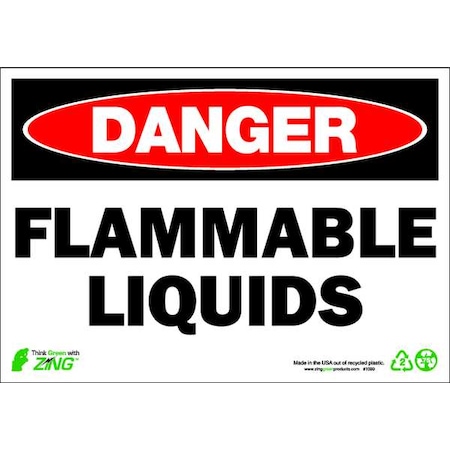Zing Danger Sign, 7 in H, 10 in W, Plastic, Rectangle, English, 1099 1099