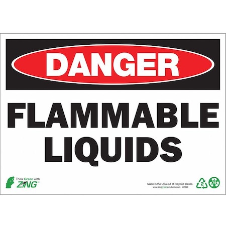 Zing Danger Sign, 10 in H, 14 in W, Plastic, Rectangle, English, 2099 2099
