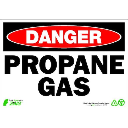 Zing Danger Sign, 7 in H, 10 in W, Plastic, Rectangle, English, 1111 1111