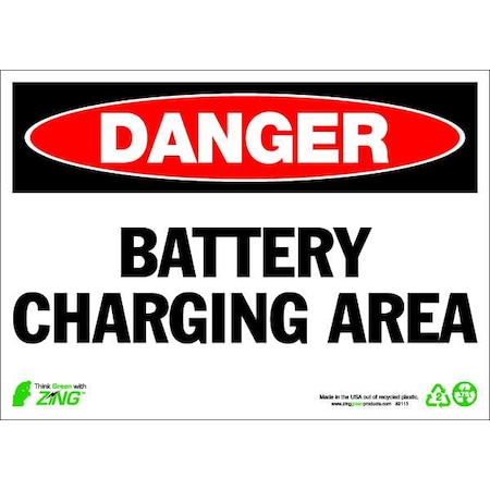 Zing Danger Sign, 10 in Height, 14 in Width, Plastic, Rectangle, English 2113
