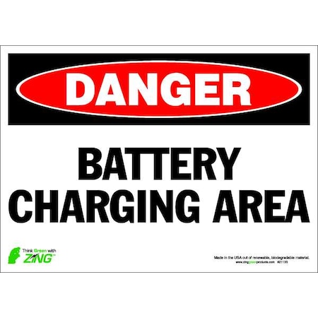 Zing DANGER Sign, Battery Charging Area, ADH, Width: 14" 2113S