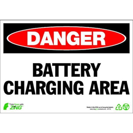 Zing DANGER Sign, Battery Charging Area, 7X10" 1113