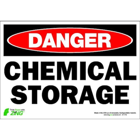 Zing Danger Sign, 7 in H, 10 in W, Polyester, Rectangle, English, 1117S 1117S