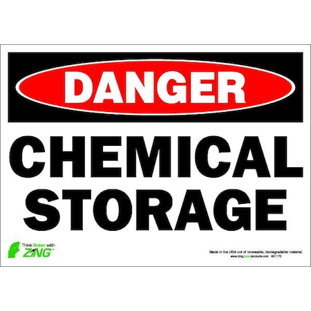 Zing Danger Sign, 10 in H, 14 in W, Polyester, Rectangle, English, 2117S 2117S