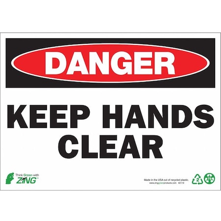 Zing Danger Sign, 7 in Height, 10 in Width, Aluminum, Rectangle, English 1119A