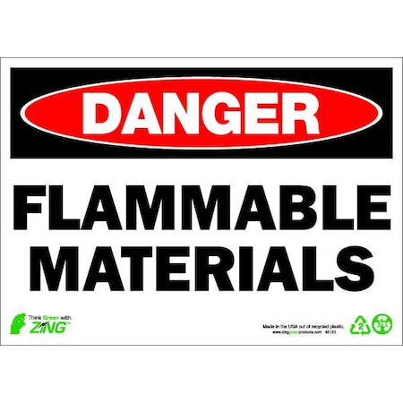 Zing Danger Sign, 10 in H, 14 in W, Plastic, Rectangle, English, 2123 2123