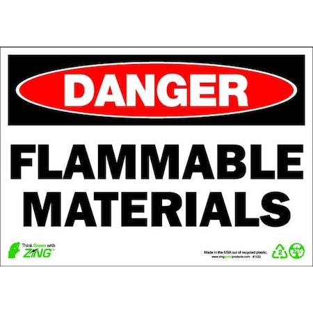 Zing Danger Sign, 7 in H, 10 in W, Plastic, Rectangle, English, 1123 1123