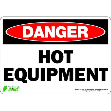 Zing Danger Sign, 7 in H, 10 in W, Polyester, Rectangle, English, 1126S 1126S