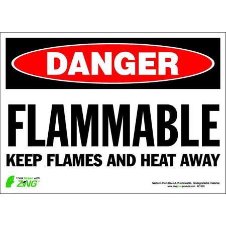 Zing Danger Sign, 10 in H, 14 in W, Polyester, Rectangle, English, 2125S 2125S