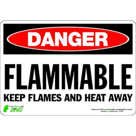 Zing Danger Sign, 7 in H, 10 in W, Polyester, Rectangle, English, 1125S 1125S