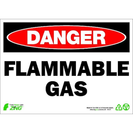 Zing Danger Sign, 10 in H, 14 in W, Plastic, Rectangle, English, 2127 2127