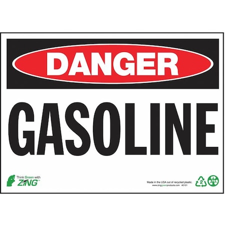 Zing Danger Sign, 10 in H, 14 in W, Plastic, Rectangle, English, 2101 2101