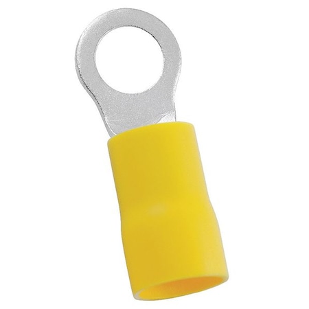 Power First Ring Terminal, 3/8 in Stud Size, 4 AWG, 600 V, Vinyl Insulated, Yellow, Crimp Termination Only 5WHA7