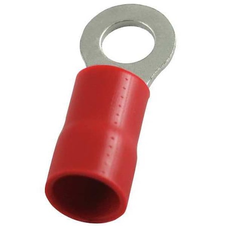Power First Ring Terminal, 3/8 in Stud Size, 8 AWG, 600 V, Vinyl Insulated, Red, Crimp Termination Only, 25 PK 5WHA6