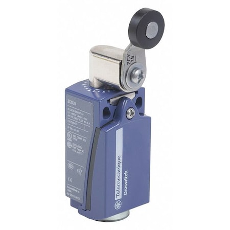 Telemecanique Sensors Limit Switch, Roller Lever, Rotary, 1NC/1NO, 10A at 240V AC, Actuator Location: Side XCKD2118N12