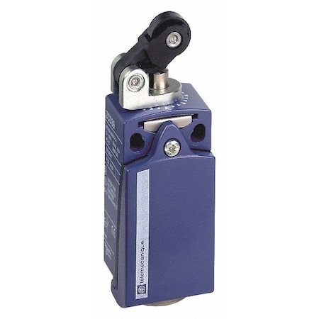 Telemecanique Sensors Limit Switch, Plunger, Roller Lever, 1NC/1NO, 10A at 240V AC, Actuator Location: Top XCKD2121N12