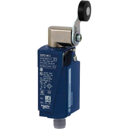 Telemecanique Sensors Limit Switch, Roller Lever, Rotary, 1NC/1NO, 3A at 240V AC, Actuator Location: Side XCKP2118M12