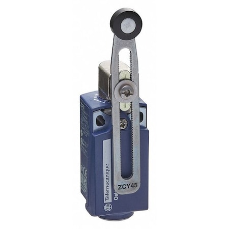 Telemecanique Sensors Limit Switch, Adjustable Roller Lever, Rotary, 1NC/1NO, 10A at 240V AC, Actuator Location: Side XCKP2145G11