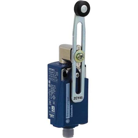 Telemecanique Sensors Limit Switch, Adjustable Roller Lever, Rotary, 1NC/1NO, 3A at 240V AC, Actuator Location: Side XCKP2145M12