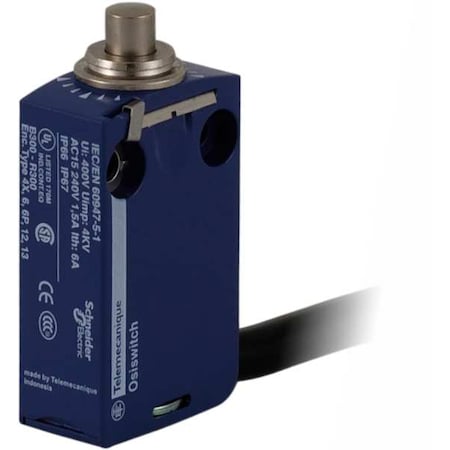 Telemecanique Sensors Limit Switch, Plunger, 1NC/1NO, 6A at 240V AC, Actuator Location: Top XCMD2110L1