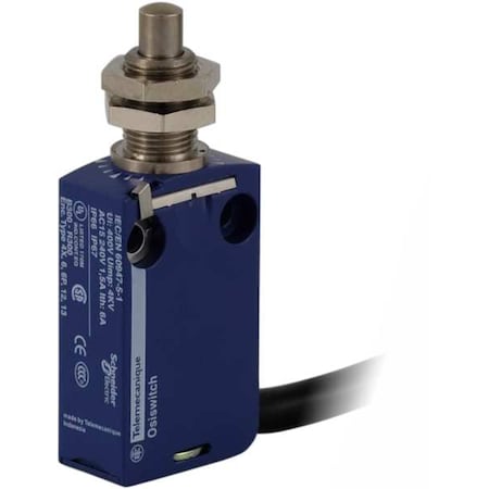 Telemecanique Sensors Limit Switch, Plunger, 1NC/1NO, 6A at 240V AC, Actuator Location: Top XCMD21F0L1
