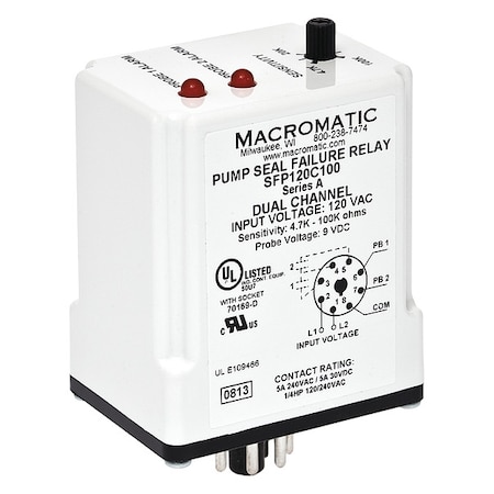 Macromatic Pump Seal Failure Relay, 2-SPNO, 120VAC SFP120C100