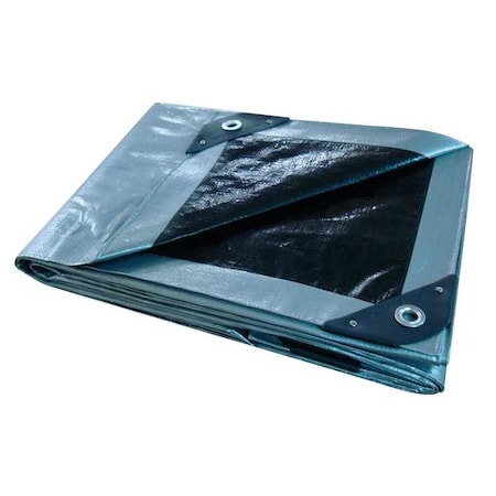 Zoro Select Heavy Duty Tarp, 19 ft x 19 ft 6 in, 10.5 Mil, Silver/Black, Polyethylene 5WTN9