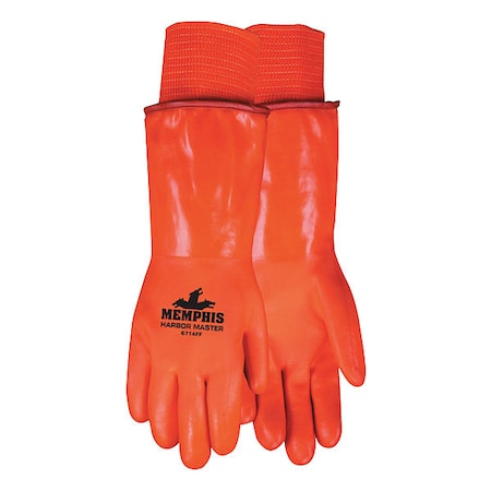Mcr Safety Hi-Vis Cold Protection Gloves, PVC Palm, Foam/Fleece Lining, High-Visibility Orange, L 6714FF