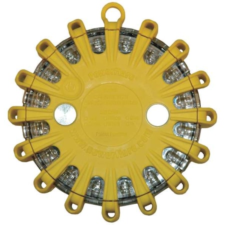 Powerflare LED Road Flare, Amber LED, Yellow Shell, Polymer, 4 in Length, (1) Battery PF210-A-Y