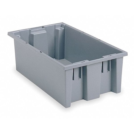 AKRO-MILS Stack & Nest Container, Gray, Industrial Grade Polymer, 23 1/2 in L, 19 1/2 in W, 13 in H 35230GREY