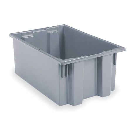 Akro-Mils Stack & Nest Storage Container, 9 gal, 19-1/2 in L x 15-1/2 in W x 10 in H, Gray 35190GREY