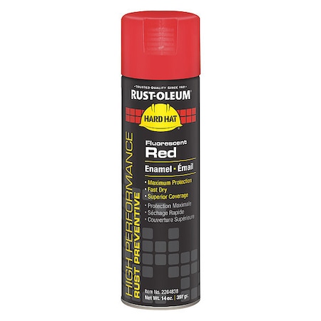 Rust-Oleum Rust Preventative Spray Paint, Fluorescent Red, Fluorescent, 14 oz. 2264838