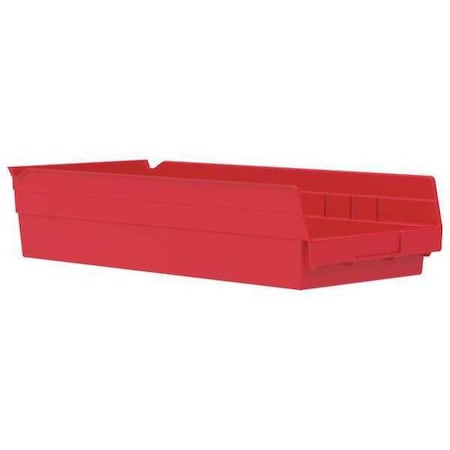 Akro-Mils Shelf Storage Bin, Plastic, Red, 4 in H, 8 3/8 in W, 17 7/8 in L 30158RED