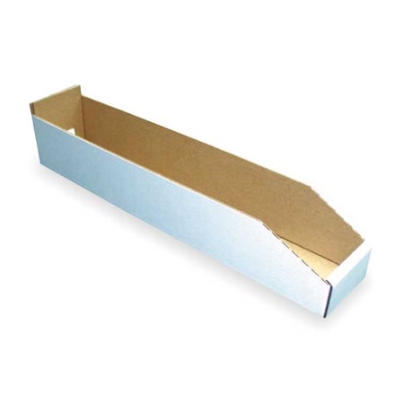 Packaging Of America Corrugated Shelf Bin, Cardboard, White, 4 3/4 in H, 6 1/4 in W, 23 in L 5W223