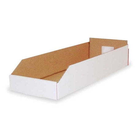 Packaging Of America Corrugated Shelf Bin, Cardboard, 8 1/4 in W, 4 3/4 in H, White 5W224