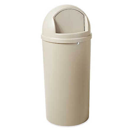 Rubbermaid Commercial Marshal 15 gal Round Indoor Plastic Can, Beige, None, Plastic, Not Applicable FG816088BEIG
