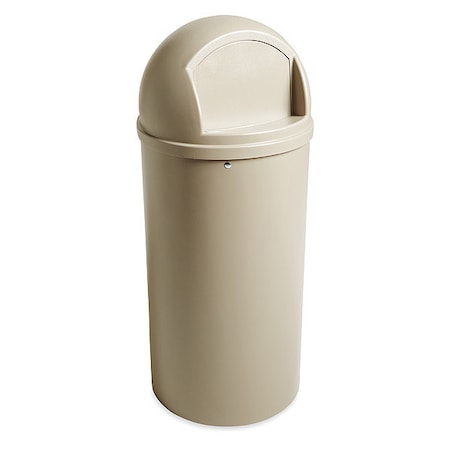 Rubbermaid Commercial Marshal 25 gal Round Indoor Plastic Can, Beige, None, Plastic, Not Applicable FG817088BEIG