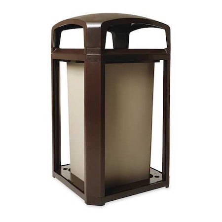 Rubbermaid Commercial Landmark Series(R) 50 gal Square Outdoor Can, Sable, None, Plastic, 26 in FG397500SBLE
