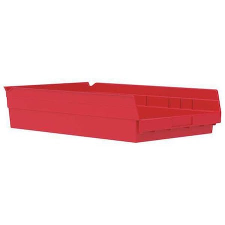 Akro-Mils Shelf Storage Bin, Plastic, Red, 4 in H, 11 1/8 in W, 17 7/8 in L 30178RED