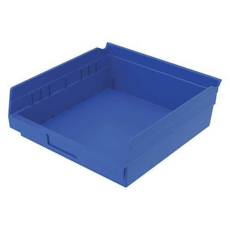 Zoro Select Shelf Storage Bin, Plastic, Blue, 4 in H, 11 1/8 in W, 11 5/8 in L 30170BLUEBLANK