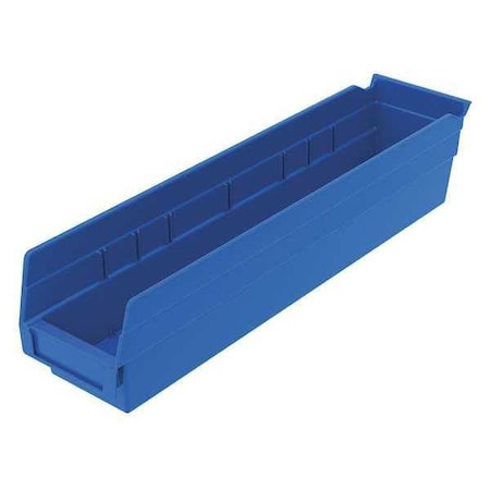 Akro-Mils Shelf Storage Bin, Plastic, Blue, 4 in H, 4 1/8 in W, 17 7/8 in L 30128BLUE