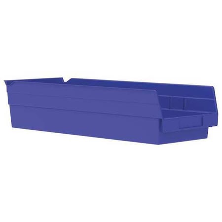 Akro-Mils Shelf Storage Bin, Plastic, 6-5/8 in W x 17-7/8 in L x 4 in H, Blue 30138BLUE