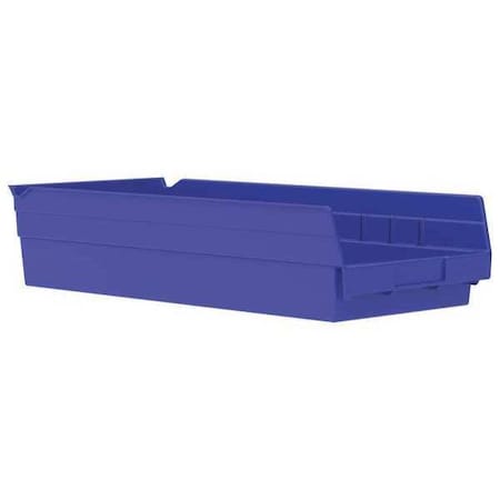 Akro-Mils Shelf Storage Bin, Plastic, Blue, 4 in H, 8 3/8 in W, 17 7/8 in L 30158BLUE