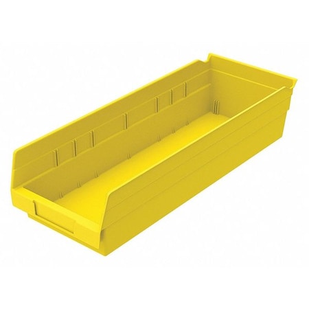 Akro-Mils Shelf Storage Bin, 6-5/8 in W x 17-7/8 in L x 4 in H, 20 lb Load Capacity, Yellow, Plastic 30138YELLO