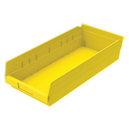 Akro-Mils Shelf Storage Bin, Plastic, Yellow, 4 in H, 8 3/8 in W, 17 7/8 in L 30158YELLO